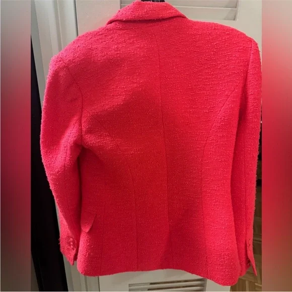 L'AGENCE Women's Vibrant Pink Textured Blazer - Picture 8 of 8